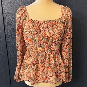 DR 2 Floral Long Sleeve Blouse SZ S